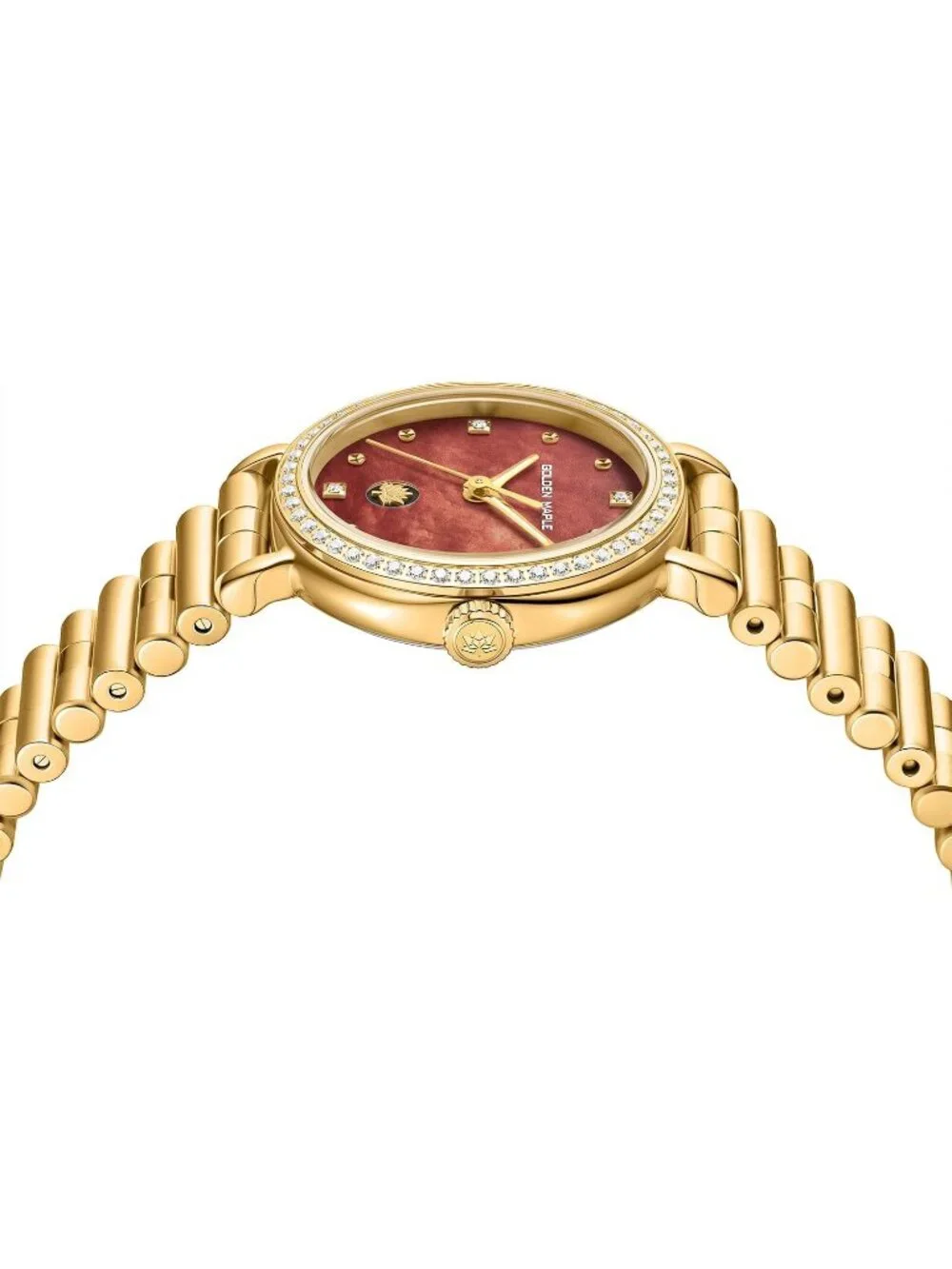 Women's Brown Diamond Bezel Mother-of-pearl Dial Adjustable Bracelets Wristwatch